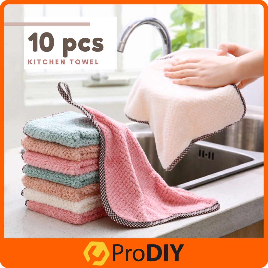 10 PCS Coconuts Shell Tea Washing Towels Set Kitchen Dish Drying Dish Cloths WE