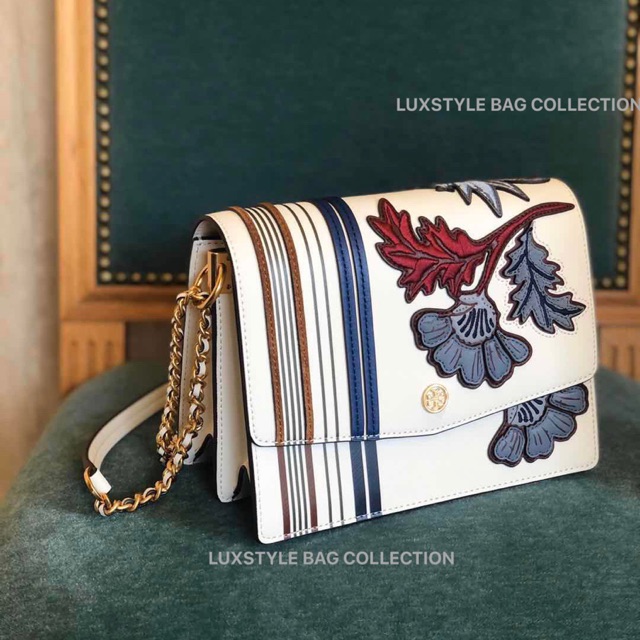 💯 Authentic Original Tory Burch Robinson Floral Embroidered Shoulder Bag  White | Shopee Malaysia