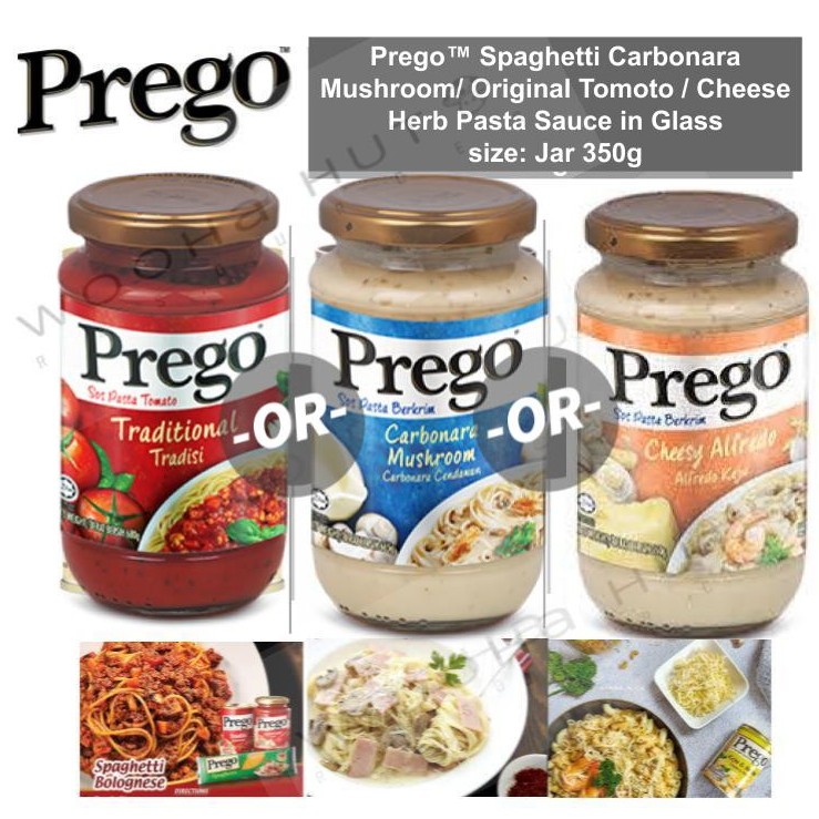 Prego Spaghetti Carbonara Mushroom Original Tomato Cheese Alfredo Pasta Sauce In Glass Jar 350g