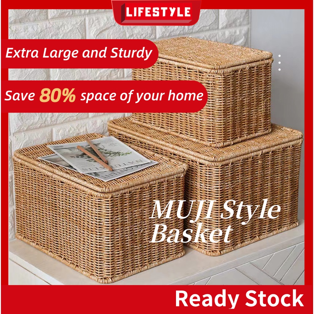 LIFESTYLE Good qualityHand-Woven Rattan Basket/Rattan Storage Box/Basket Storage/Wicker Basket