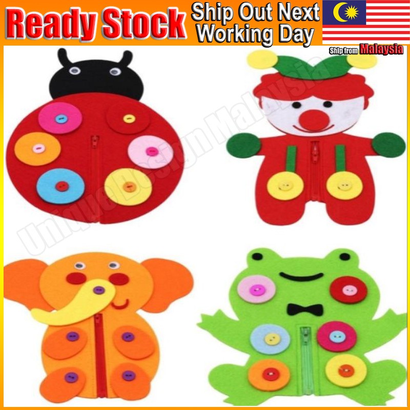 DIY Zipper Button Manual Cloth Toys Early Education Baby Kids