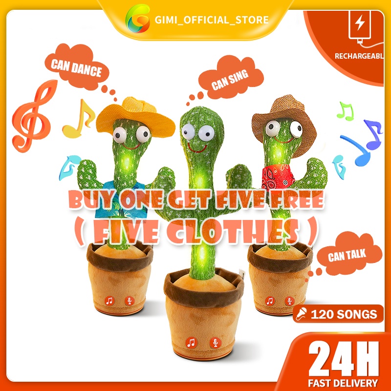GIMI Dancing Rechargeable Dancing Cactus Talking Recording