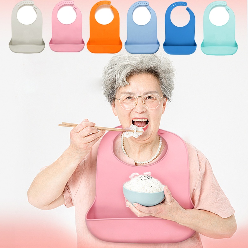 SOME Adults Waterproof Anti-oil Silicone Bib Elderly Aged Mealtime Cloth Protector Senior Citizen Aid Aprons