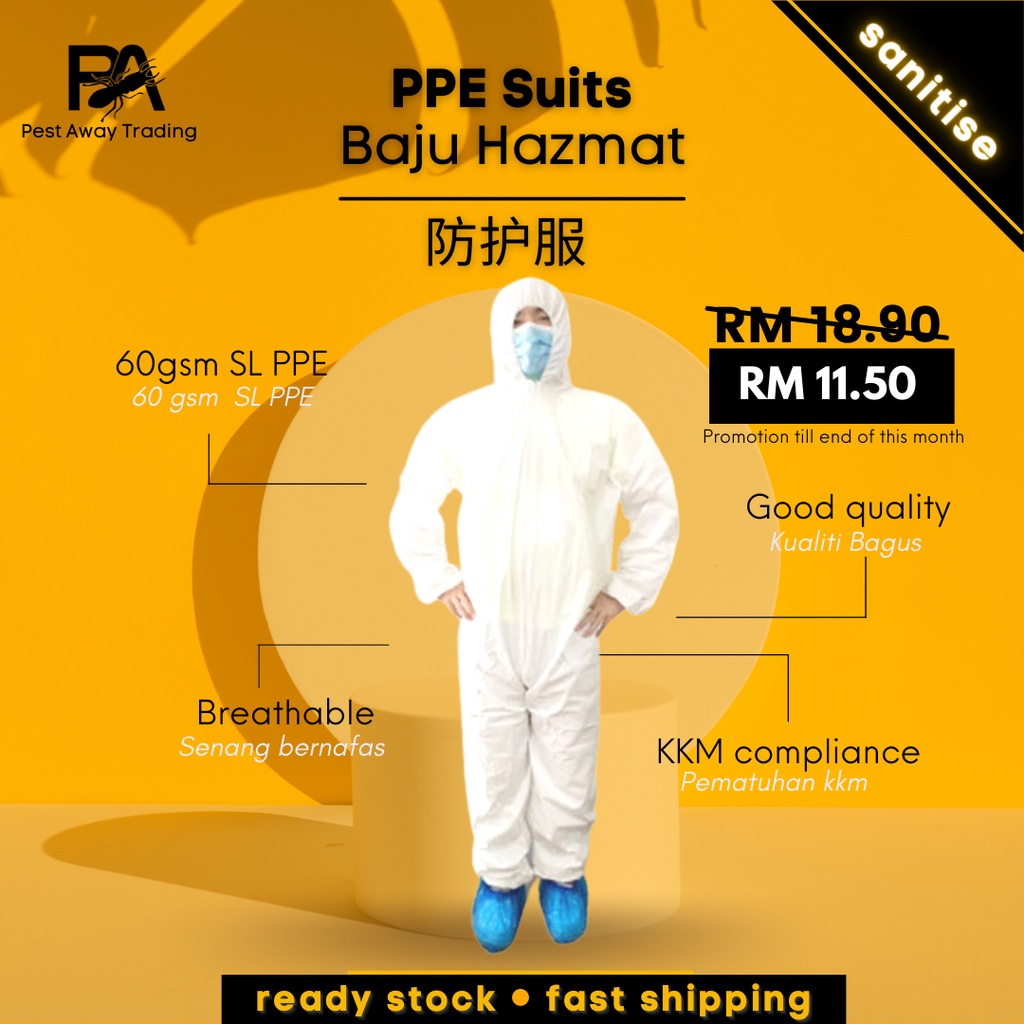 Anti-Virus Protective Overalls Suit Reusable zippered Coveralls Isolation 90 GSM 