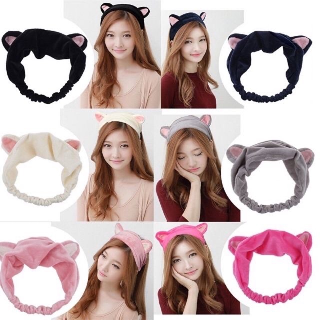 [ Ready stock] Cute cat ears Face wash hairband/make up tools headband