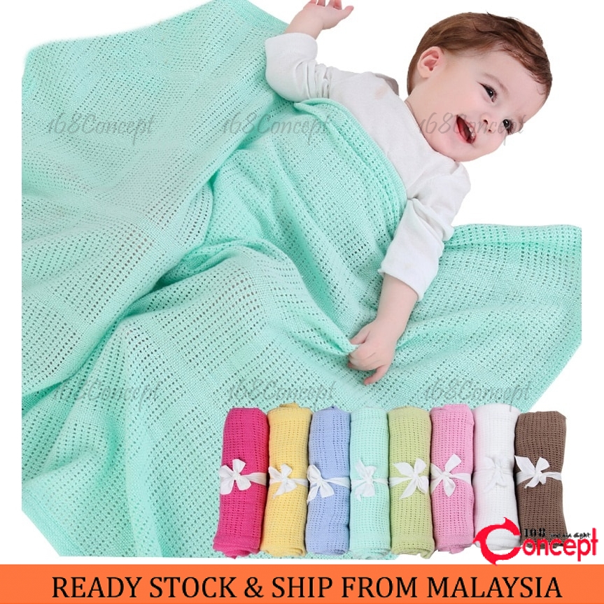 100*75cm Baby Newborn 100 Cotton Crochet Blankets Cellular Soft Pram