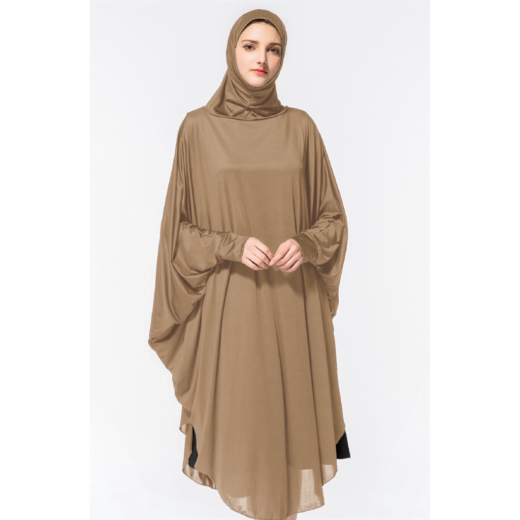 Light Brown Muslim Prayer Long Hijab Overhead Knee Length Jilbab Khimar Dress Shopee Malaysia