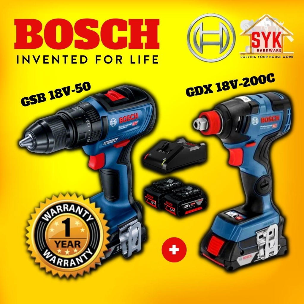 SYK Bosch Combo Set GDX 18V200C Cordless Impact Wrench Impack Wrench + GSB 18V50 Cordless