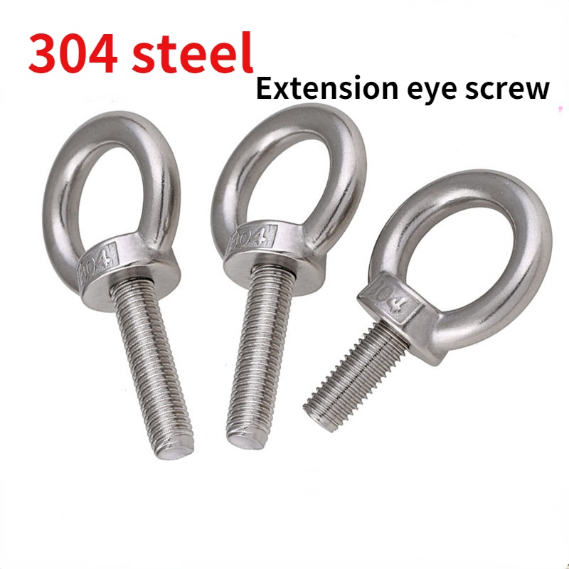 304 stainless steel eye bolts lengthened eye screw ring lifting eye screw M3-M30