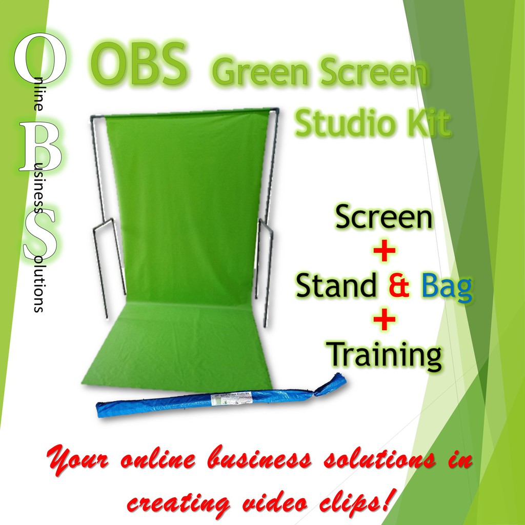 OBS Green Screen Studio Kit with Software ( x 9ft vinyl green screen,  stand/frames & bag) | Shopee Malaysia