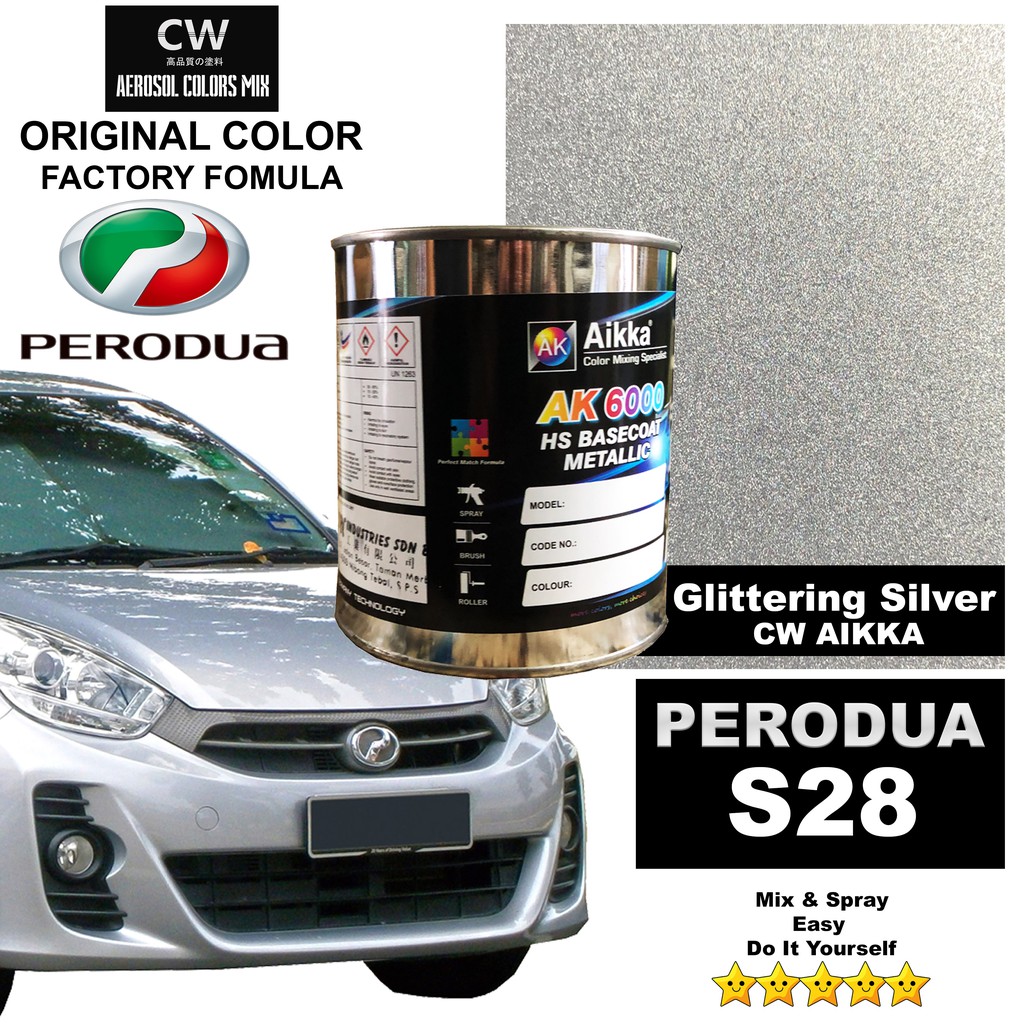 S28 Glittering Silver Perodua Touch Up Myvi Axia Bezza 