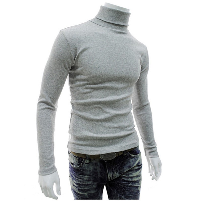 Mens Thermal Shirt Long Sleeve Top Warm Winter High Neck Jumper Sweater Pullover 