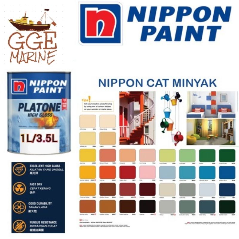 Nippon Platone High Gloss 1L/ 3.5L Wood & Metal Paint Cat Kayu Cat Besi ...