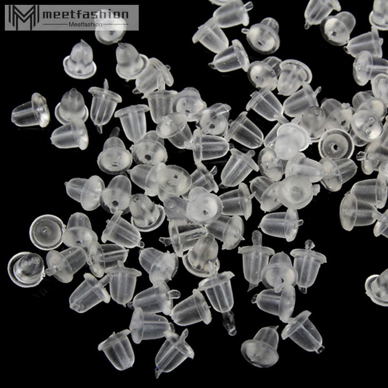 100 Pcs/Set Soft Clear Earrings Stud Back Stopers Transparent Plastic ...