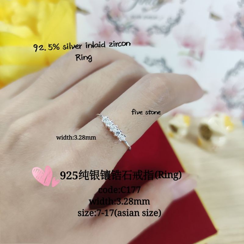 925 Silver stone ring**925纯银镶石女装戒指/cincin batu perak untuk perempuan(C177)