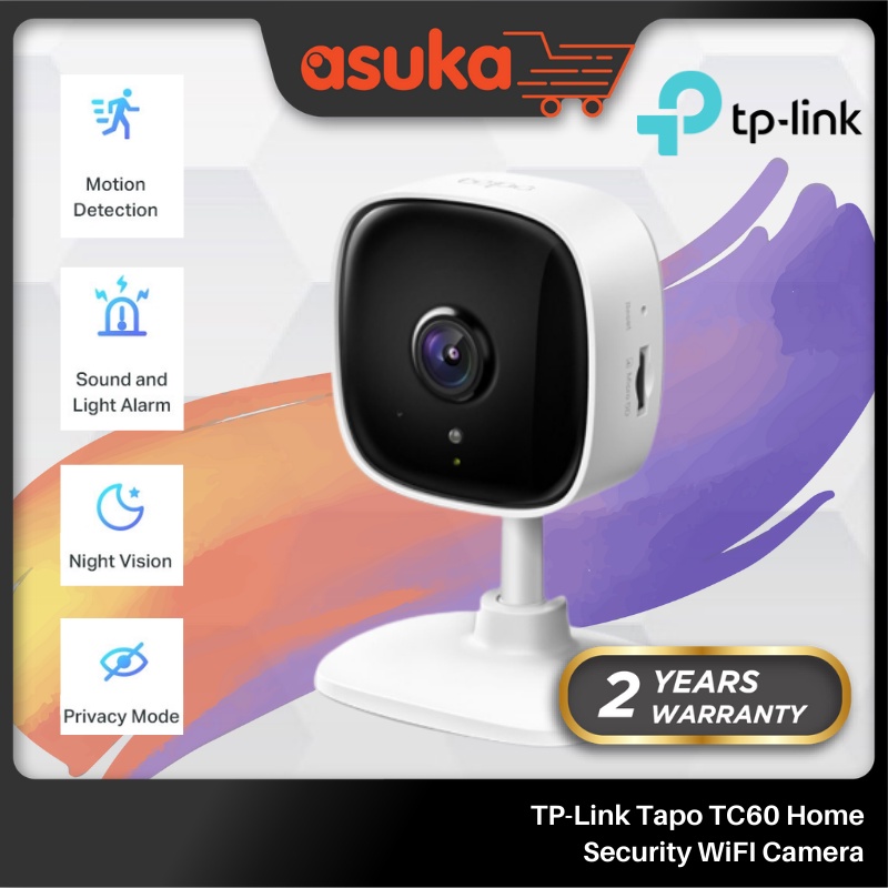 TP-Link Tapo TC60 Home Security WiFI Camera, Day/Night view, 1080p Full HD resolution, Micro SD card storage（Up to 128GB