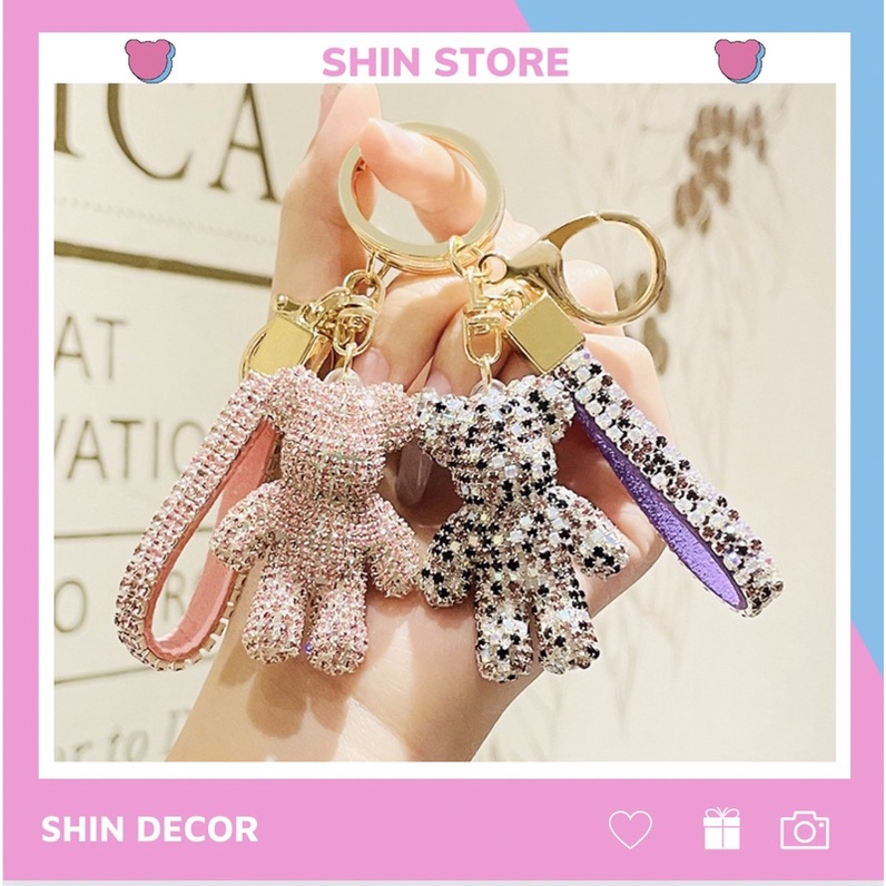 Bearbrick Luxury Key Chain Attached With Stone, Bearbrick MK91- SHIN STORE Bear Handbag Key Chain