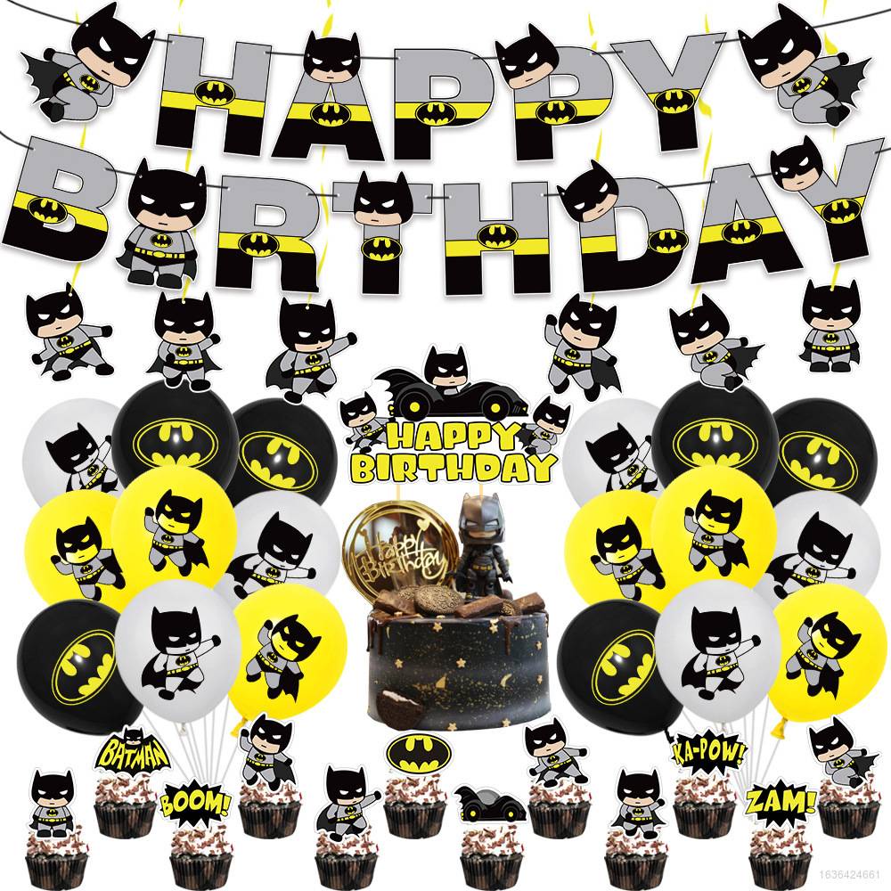 DC Batman Theme Happy Birthday Party Decorations Set Cake Topper Balloons  Banner Party Needs Supplies Scene Layout Baby Shower Banners | Shopee  Malaysia