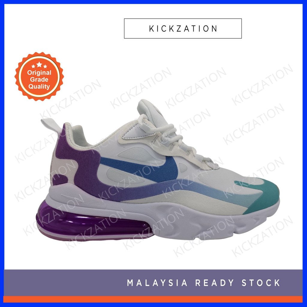 air max 270 react trainers white light blue aurora green vivid purple