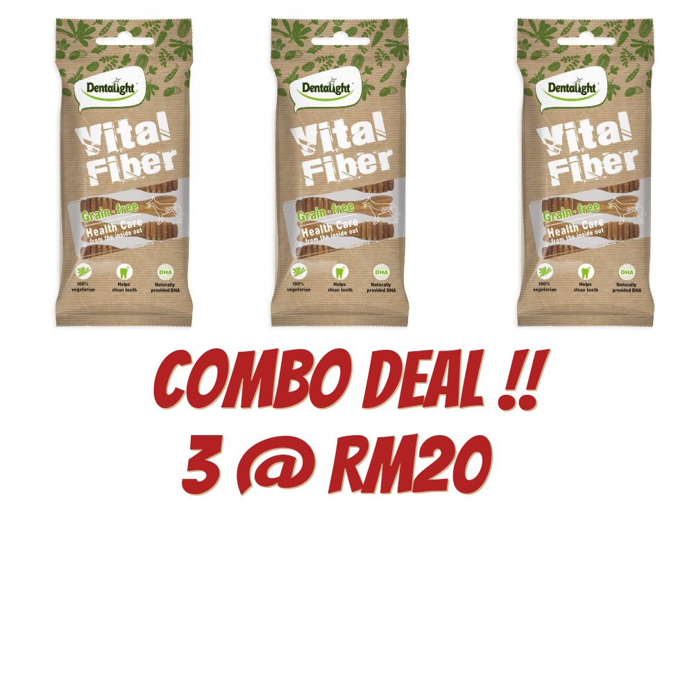 PROMO+FREE SHIPPING DENTALIGHT COMBO DEAL Vital Fiber Grain Free Toothbrush Shape Dental Chew 70G(3@RM20)