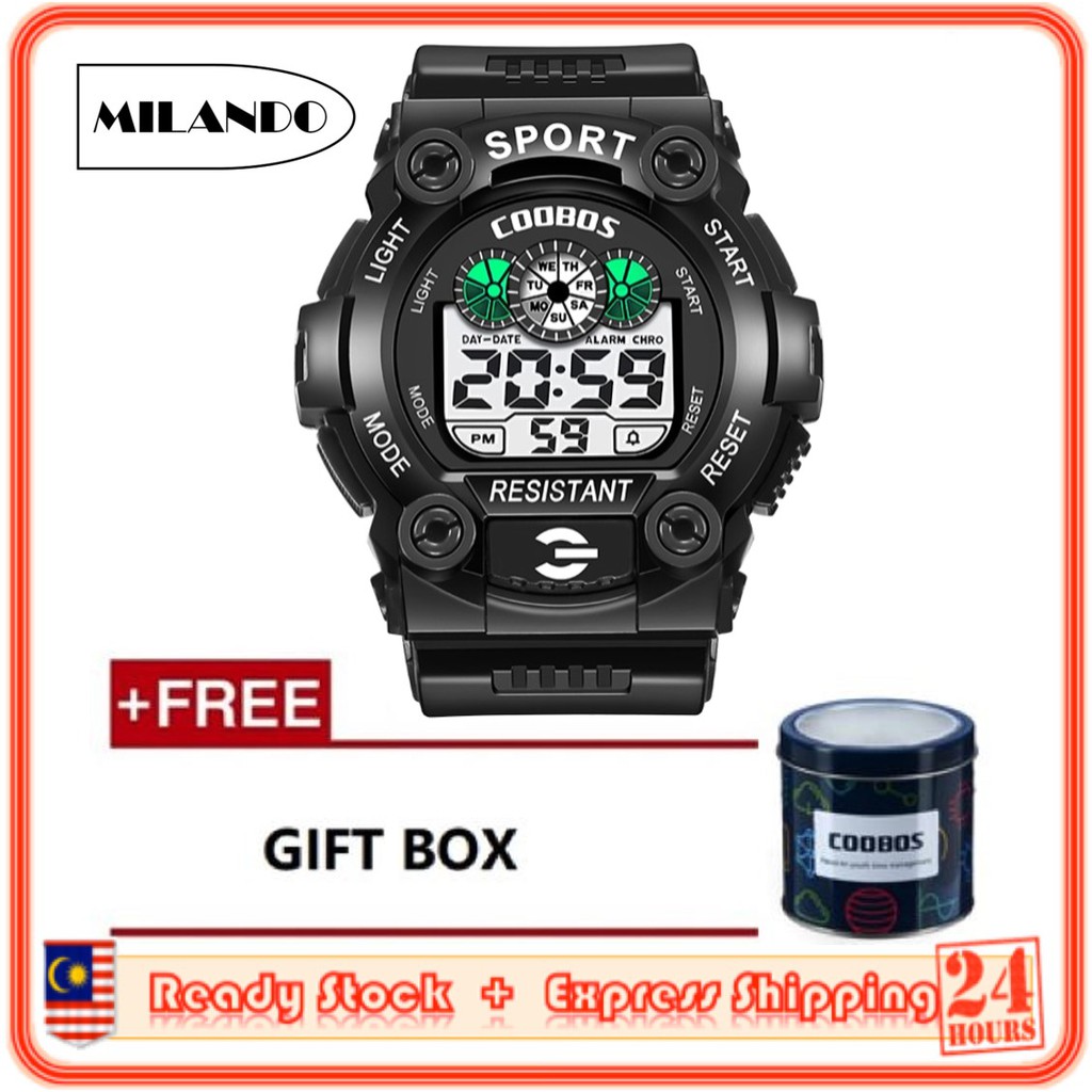 MILANDO Adult Men 5.1cm Width Watch LED Digital 30M Waterproof Watch Jam Tangan Lelaki (Type 6)