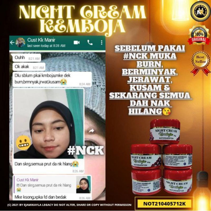 Krim Jeragat Dan Krim Jerawat Night Cream Kemboja Shopee Malaysia