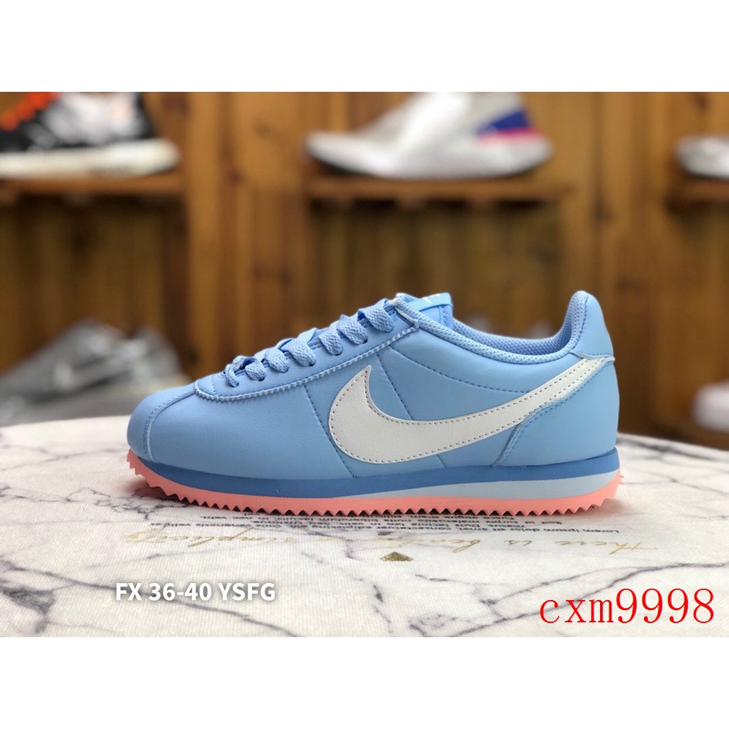 nike cortez light blue