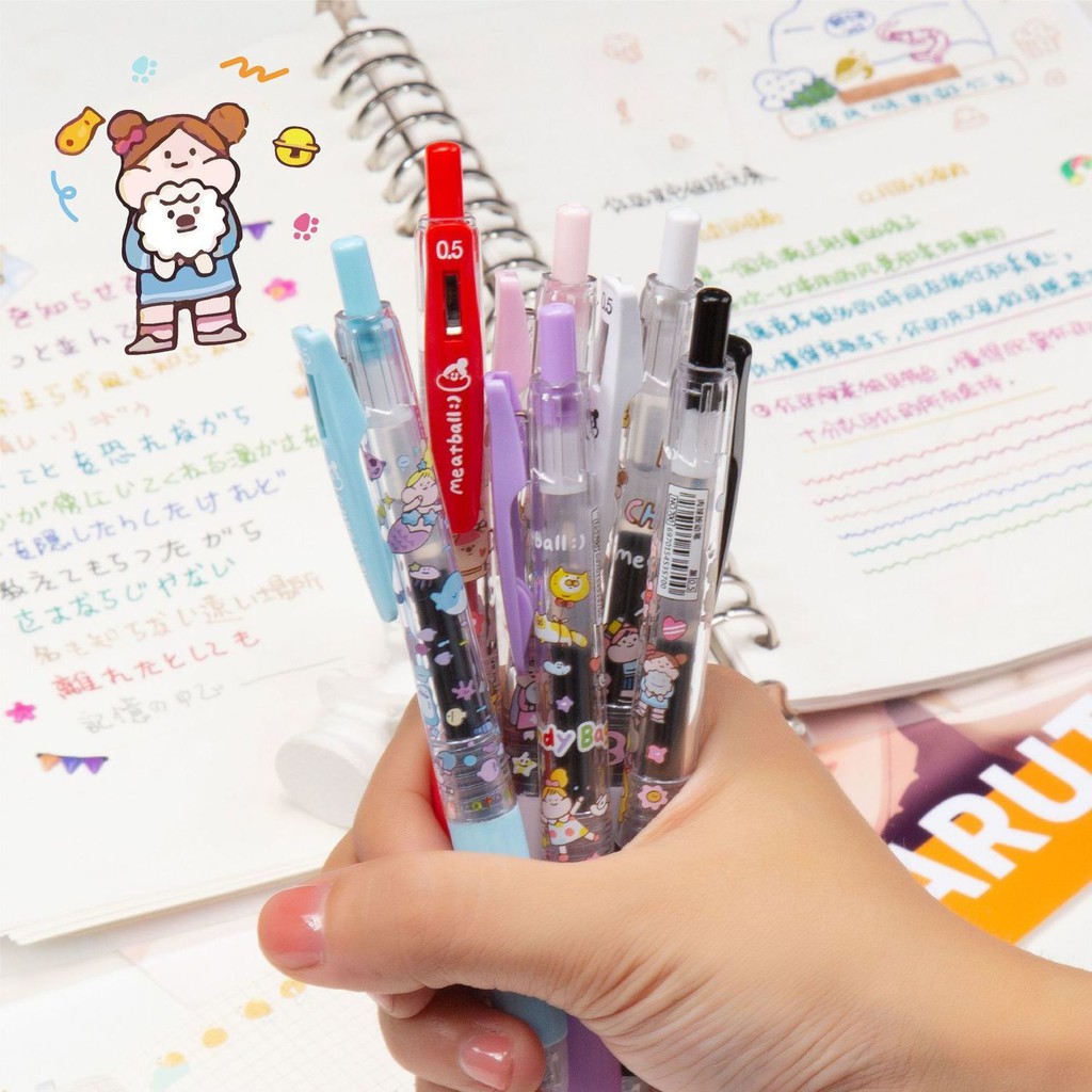 现货文具小肉球可爱按动中性笔学生黑色水笔卡通可爱图案中性笔肉球限定笔 Shopee Malaysia