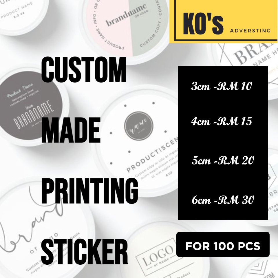 Custom made sticker label printing Shopee Malaysia