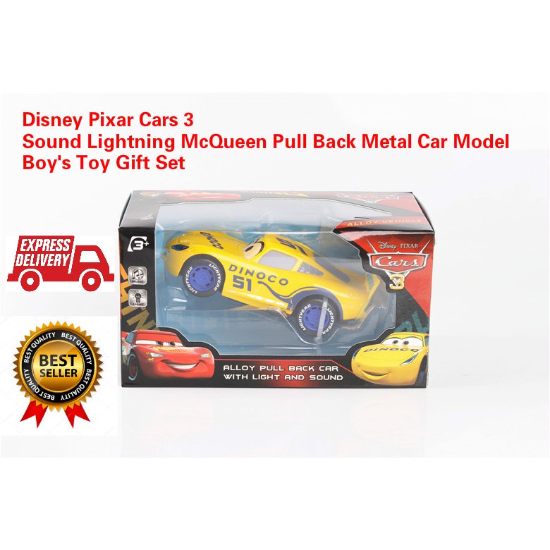 Disney Pixar Cars 3 Sound Lightning McQueen Pull Back Metal Car Model