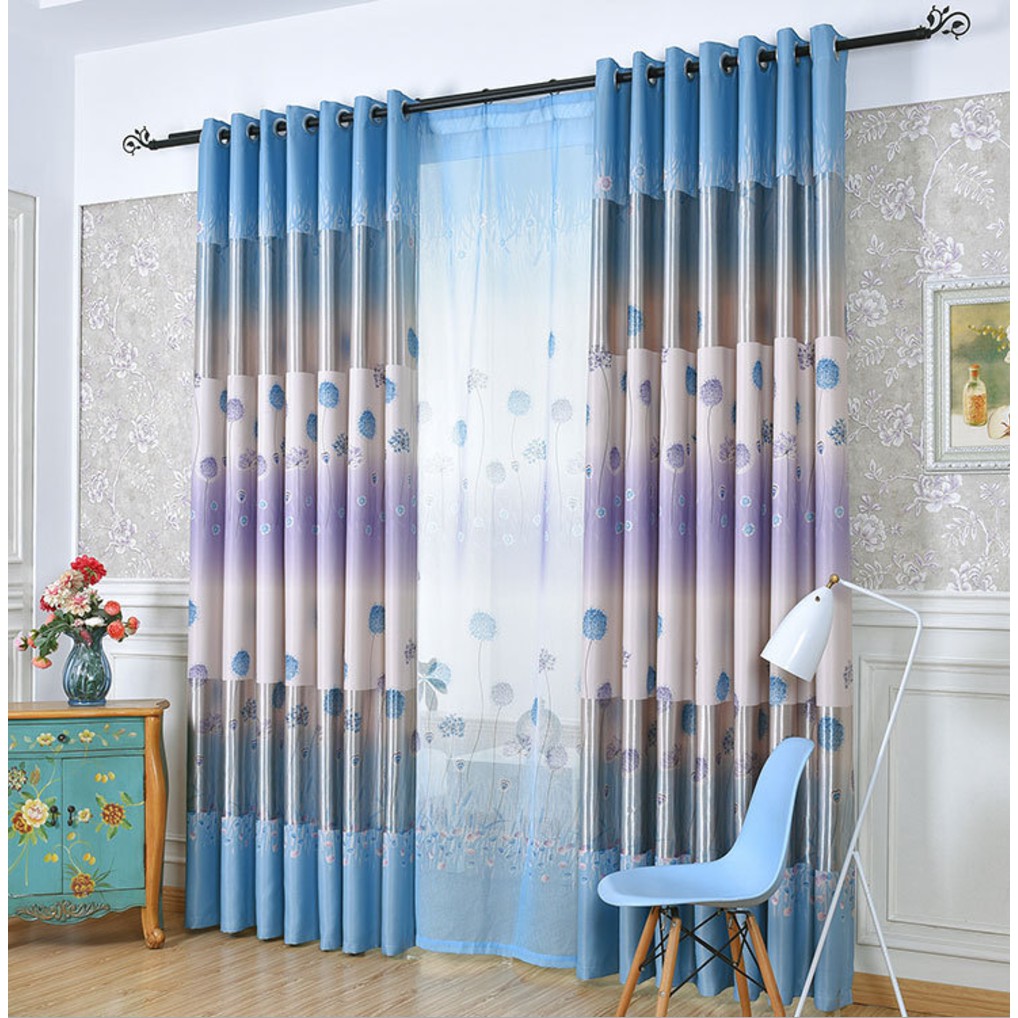 Rustic Floral Blackout Curtains Modern Door Window Curtain For
