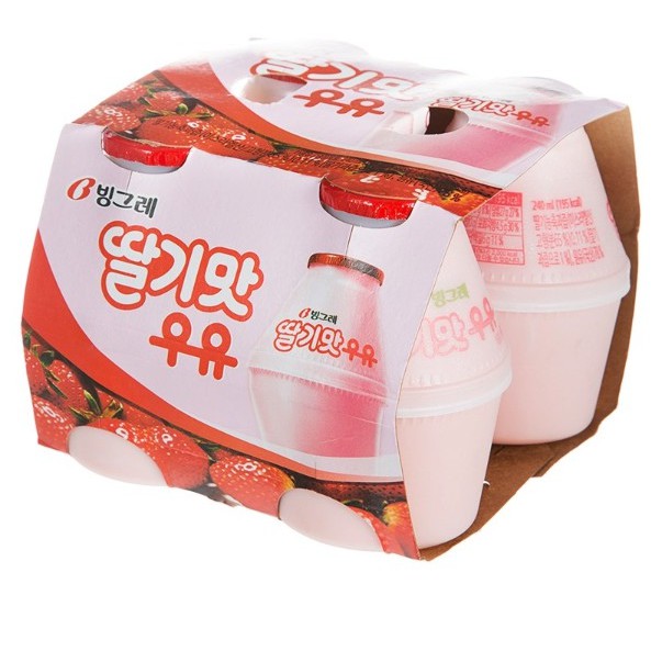 Binggrae Strawberry-flavored Milk Multi 240ml Korea Strawberry Milk ...