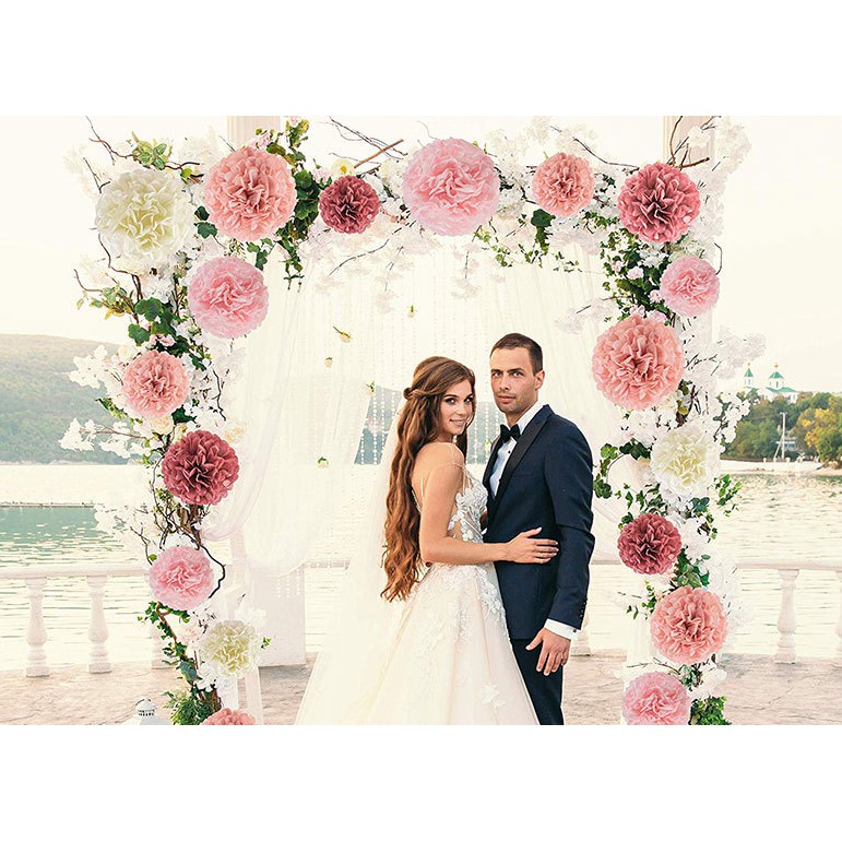25cm Tissue Paper Pompoms Wedding Decoration Birthday Party Paper Flower Backdrops Baby shower Paper | Shopee Malaysia