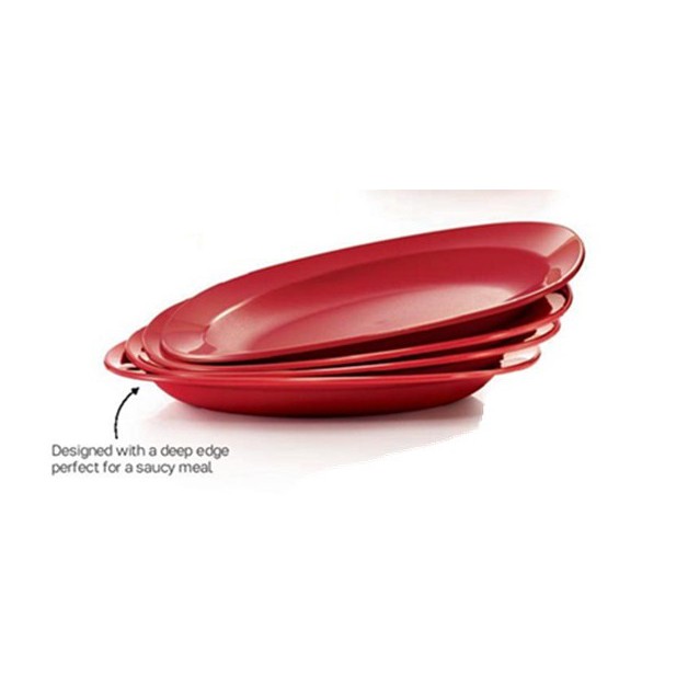 Tupperware Blossom Royal Red Dining Plates Pinggan Merah