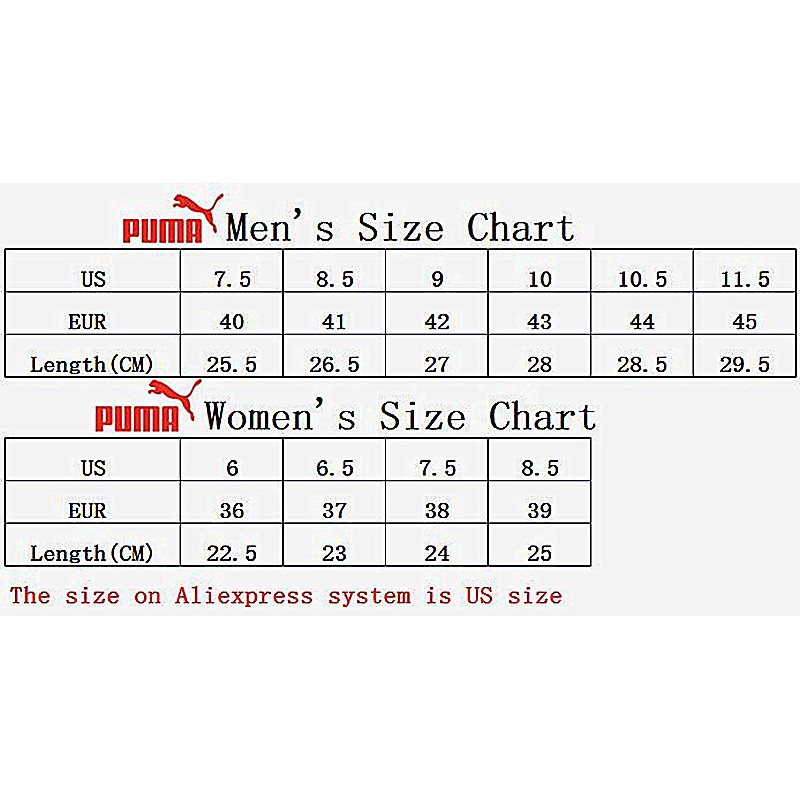 puma women's size chart