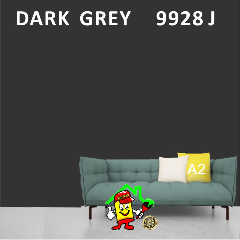 Dark Grey 9928 J 1l Perfect Colours Wision Paint Wall Mural Paint Art Paint White Grey Black Series Shopee Malaysia