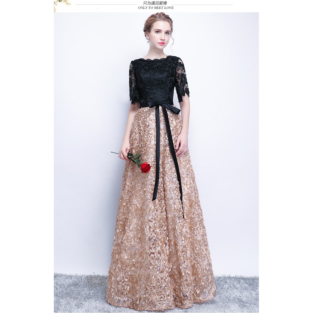 High Quality Elegance Floral Dinner  Dress  Gaun  Shopee 