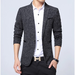 Men Business Blazer Casual Cotton Slim Coat Style Suit Blazer Male Suits Jacket