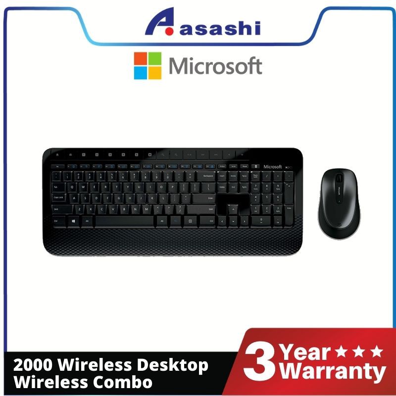 Microsoft 2000 Wireless Desktop Keyboard Mouse Combo with BlueTrack Technology for Windows (M7J