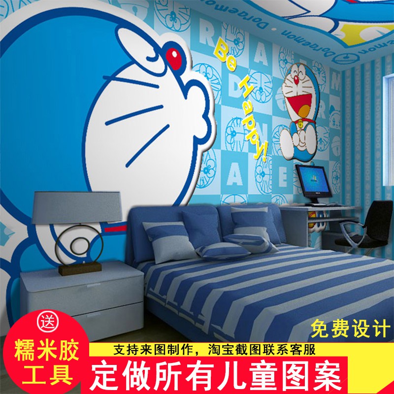 Cute cartoon Doraemon children's room wallpaper bedroom warm wallpaper  decoration Doraemon Wall cloth mural | Shopee Malaysia