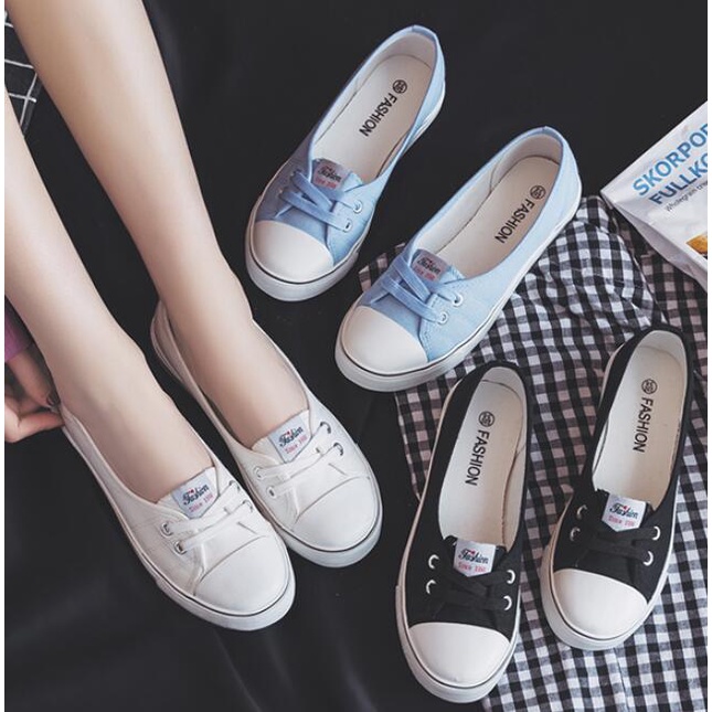 Canvas Shoes Women Ladies Sneakers woman shoe shoes women Students flat shoes  women Casual Loafers boat flats white | Shopee Malaysia