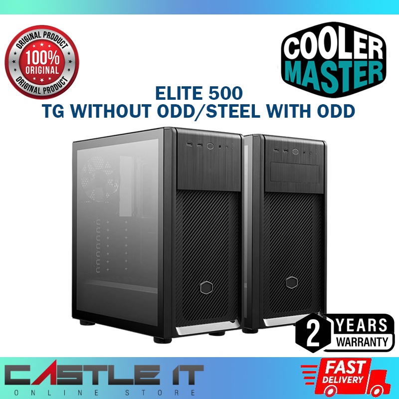 Cooler Master Elite 500 Tempered Glass Mid Tower Case Fits Atx Withwithout Odd Cm E500 Kgnn 8910