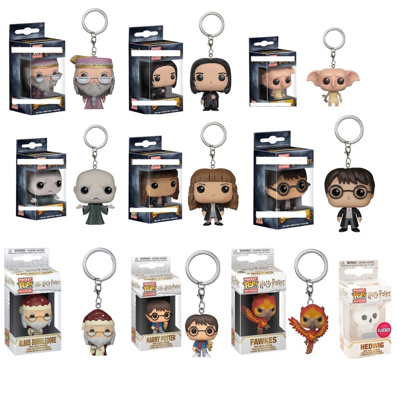 1Pcs Original Funko POP Harry Potter Keychain PVC Hermione Dobby Dumbledore Doll Minifigures Collections Gift