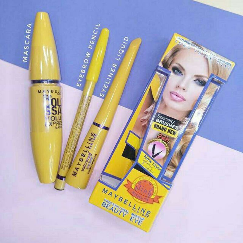 New Mbb 3IN1 set (MASCARA, EYELINER & EYEBROW) Shopee Malaysia