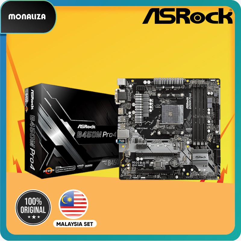 Asrock Motherboard B450M Pro 4 AMD AM4 | Shopee Malaysia