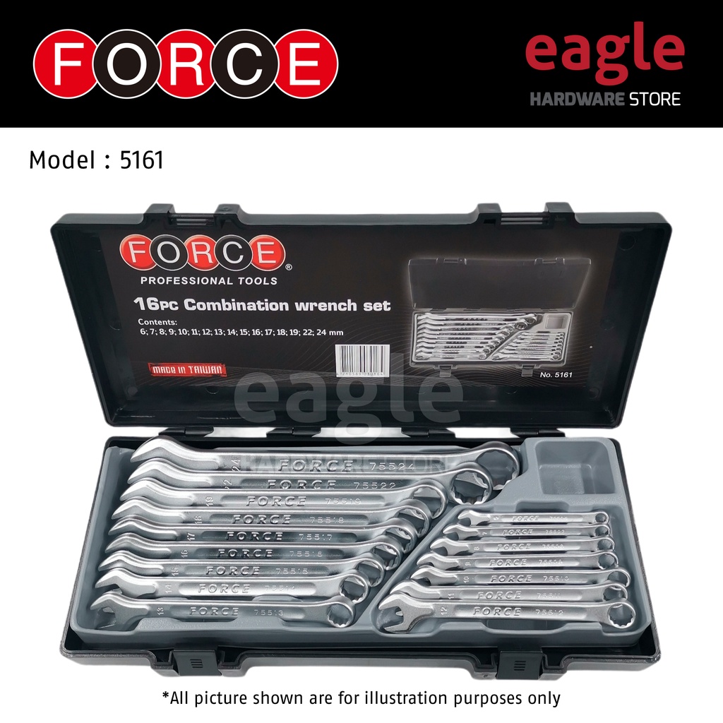 Force 16pcs Combination Wrench Set ( Metric ) ( 5161 , T5161 ) | Shopee ...