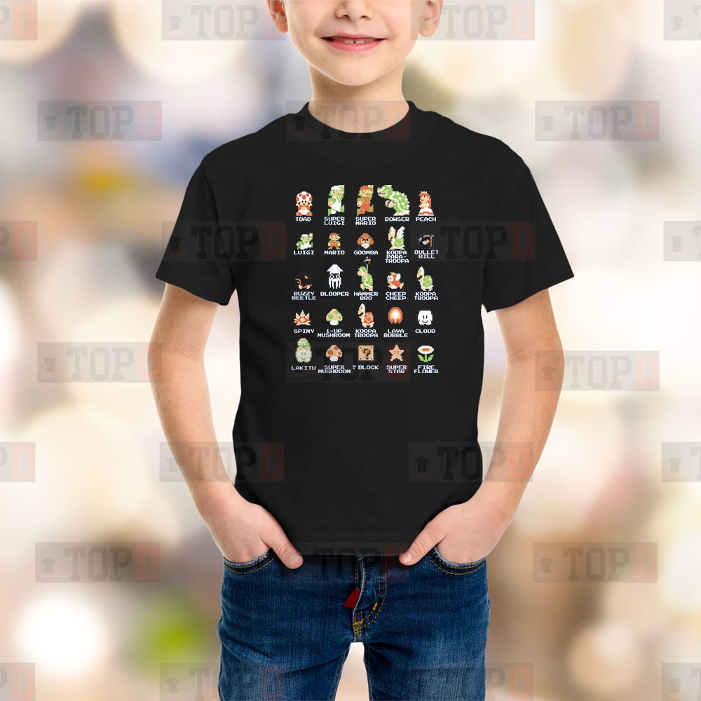 Nintendo Games Super Characters Kids Boy Unisex Cartoon T Shirt Shopee Malaysia - kiddy faces cute boy roblox