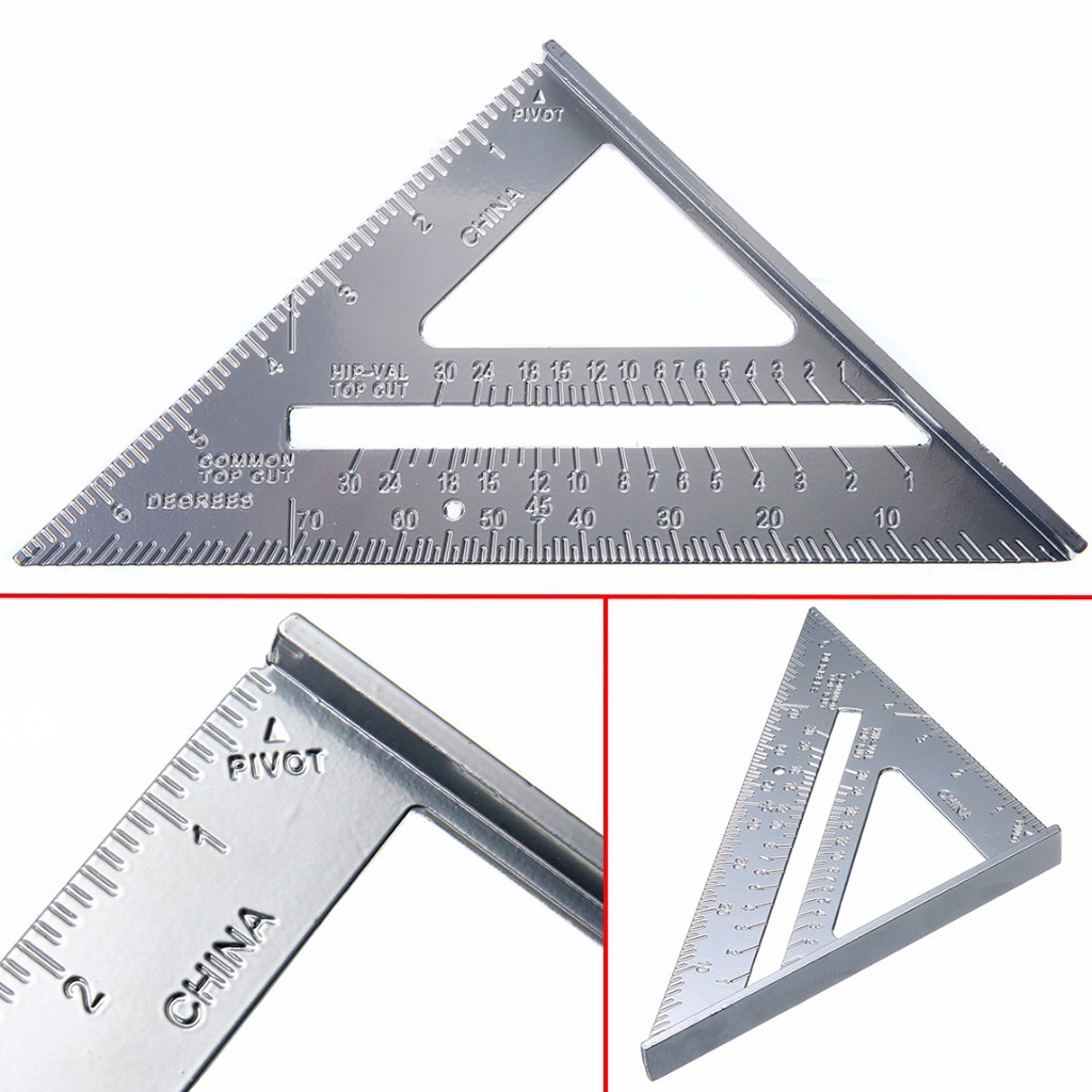 7 Inch Aluminum Alloy Triangle Ruler Square Protractor Measuring Tool NICE