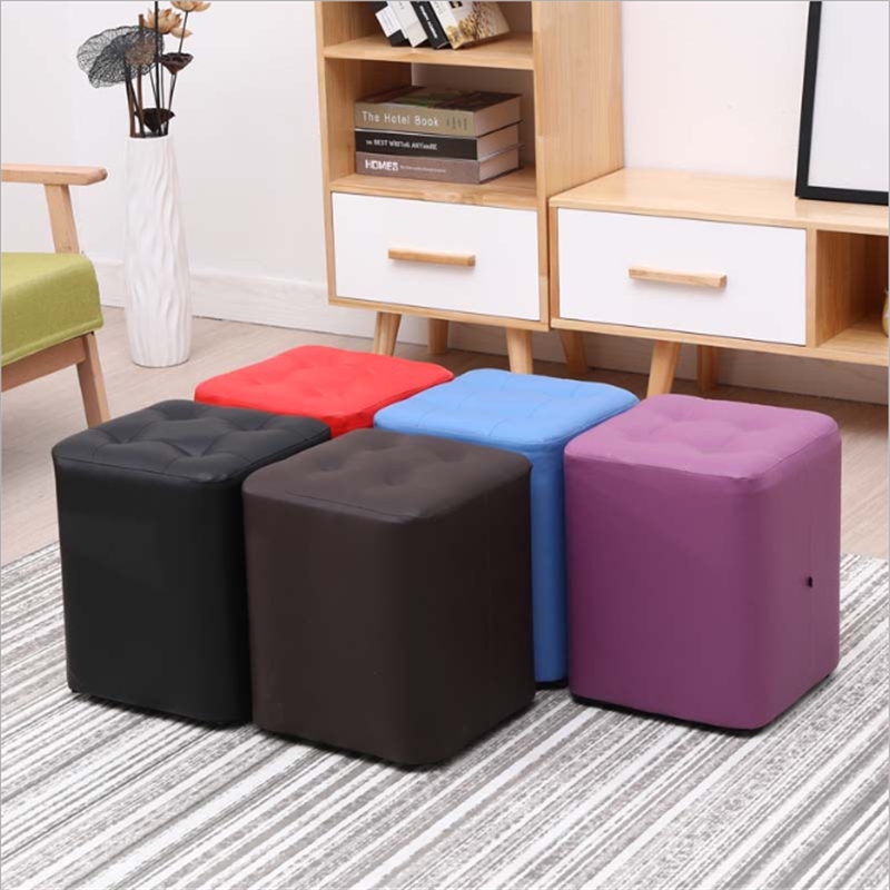 Wooden Childrens Stool Round Chair Steps Kids Stool Modern Home Waterproof Leather Stool Japanese Style Living Room Sofa Bench High Load Capacity Adult Bench Shoe Bench 29 /× 20CM A