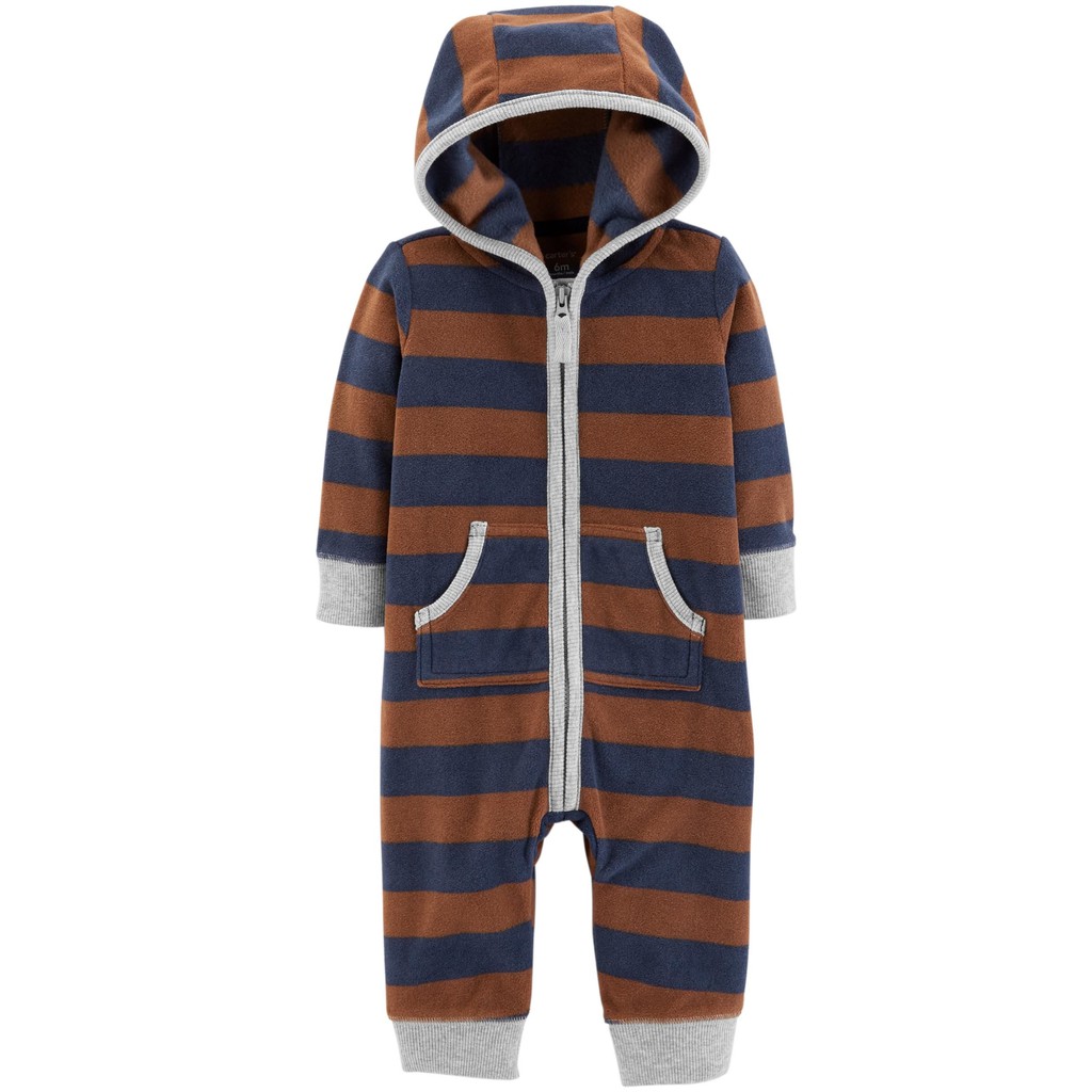 bear hooded fleece jumpsuit